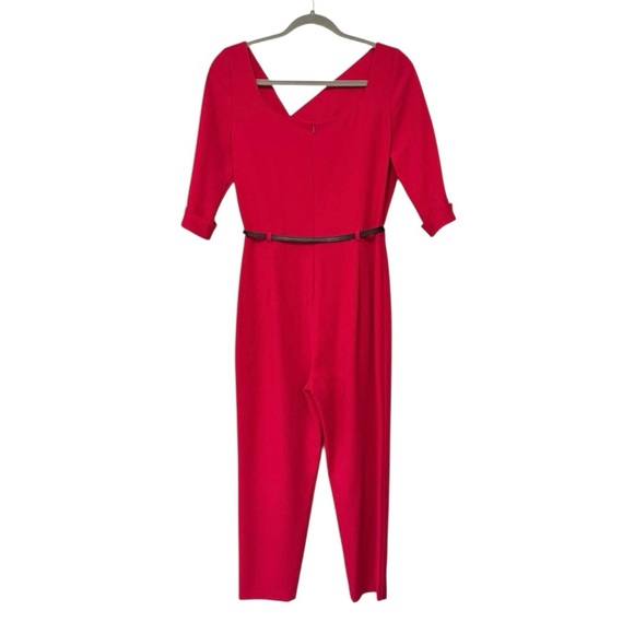 BLACK HALO | $435 Jackie O Asymmetric Half-Sleeve Belted Jumpsuit, Size 6 - Picture 6 of 13